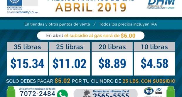 Ministerio de Economía informa variaciones en los precios de los Cilindros de Gas Licuado de Petróleo para el mes de abril 2019